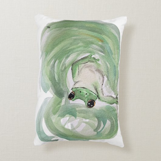 カエル魔法ユーモア水の色フロギー アクセントクッション (裏面(縦))