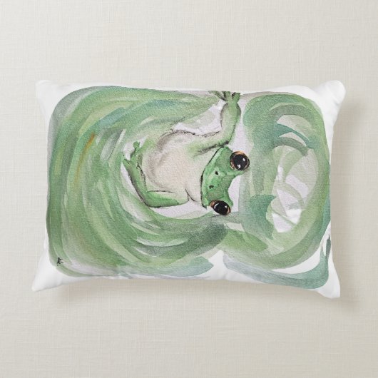 カエル魔法ユーモア水の色フロギー アクセントクッション (裏面)