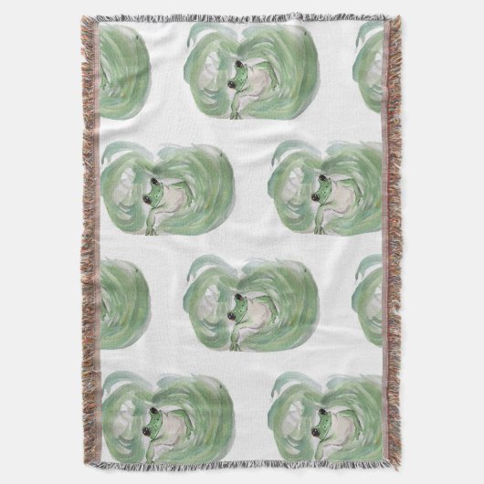 カエル魔法ユーモア水の色フロギー スローブランケット (正面縦)