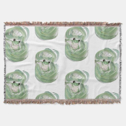 カエル魔法ユーモア水の色フロギー スローブランケット (正面)