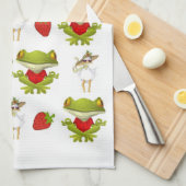 カエル鶏いちごキッチンハンドタオル キッチンタオル (四つ折り)