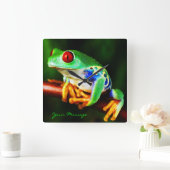 カエル1時 スクエア壁時計 (ホーム)