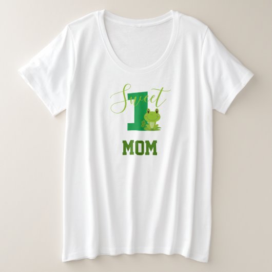 カエル1歳の誕生日の甘い1母のマッチング服 プラスサイズTシャツ (デザイン正面)