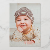 カエル1歳の誕生日パーティーが1枚の写真を撮っている 箔招待状 (裏面)