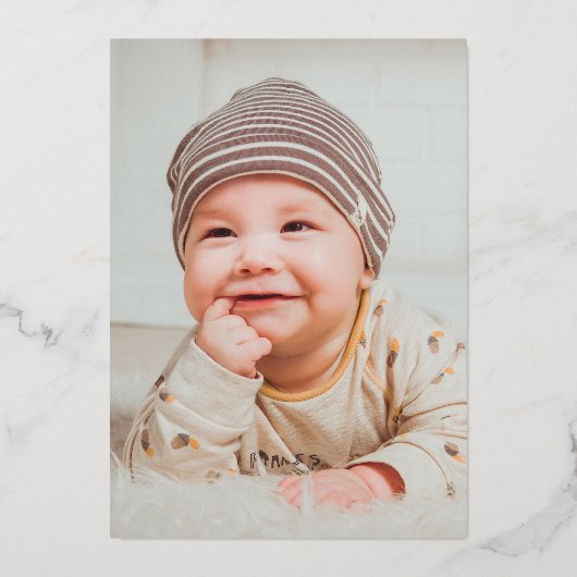 カエル1歳の誕生日パーティーが1枚の写真を撮っている 箔招待状 (裏面)