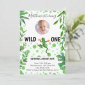 カエル1歳の誕生日パーティーグリーン可愛いモダンヒキガエル 招待状 (スタンド正面)