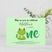 カエル1歳の誕生日パーティーモダンの招待 招待状 (スタンド正面)