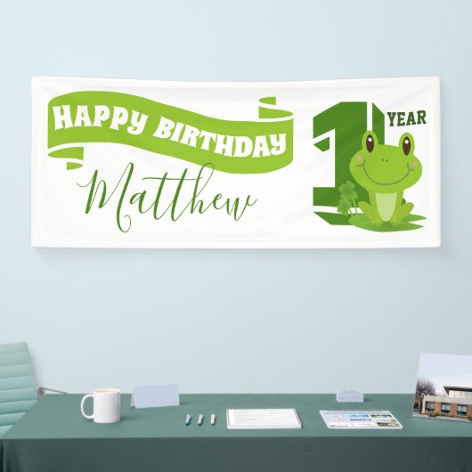 カエル1歳の誕生日パーティー 横断幕 (トレードショー)