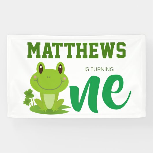 カエル1歳の誕生日パーティー 横断幕 (横)