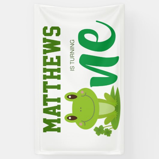 カエル1歳の誕生日パーティー 横断幕 (縦)
