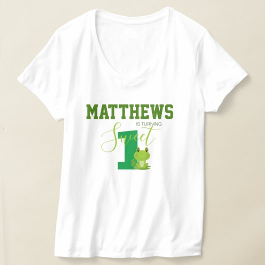 カエル1歳の誕生日ママのマッチング服 Tシャツ (レイダウン)
