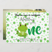 カエル1st誕生日パーティードット招待状 招待状 (正面/裏面)