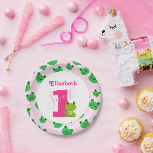 カエル1st誕生日パーティーベビーガール用品紙 ペーパープレート (パーティー)