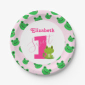 カエル1st誕生日パーティーベビーガール用品紙 ペーパープレート (正面)