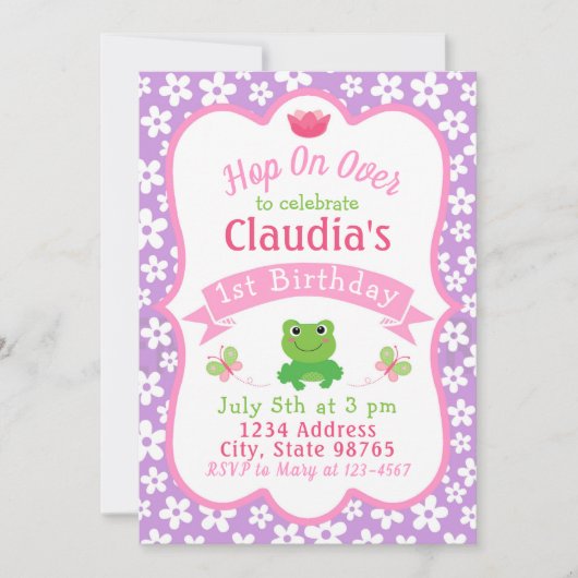 カエル1st誕生日招待状 招待状 (正面)
