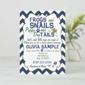 カエル、かたつむりおよび子犬のベビーシャワーの招待状 招待状 (スタンド正面)