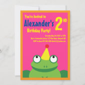 カエル・アニマル・キッドバースデーパーティ招待状 招待状 (正面)