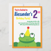 カエル・アニマル・キッドバースデーパーティ招待状 招待状 (正面)