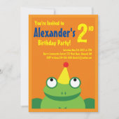 カエル・アニマル・キッドバースデーパーティ招待状 招待状 (正面)