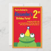 カエル・アニマル・キッドバースデーパーティ招待状 招待状 (正面)