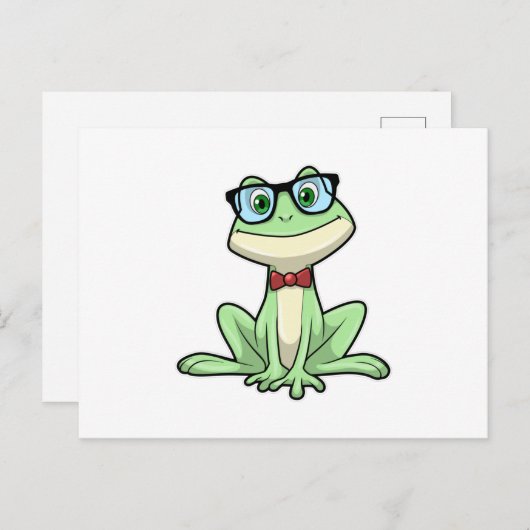 カエル オタク 学生 メガネ タイ ポストカード (正面/裏面)