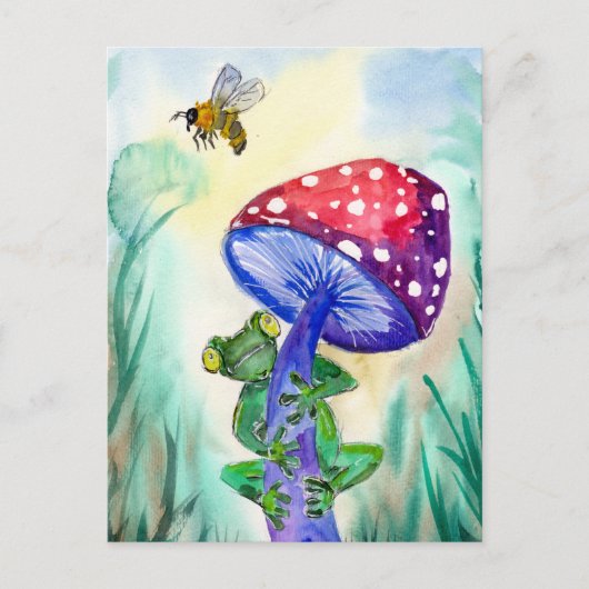 カエル・オン・マッシュルームが蜂を望む ポストカード (正面)