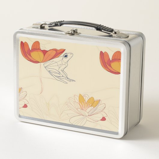 カエル・オン・ロータス メタルランチボックス (正面)