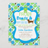 カエル、カタツムリ、子犬の尾 – 男の子の赤ちゃんシャワー 招待状 (正面/裏面)