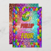 カエル&カメキャラクター誕生日招待状 招待状 (正面/裏面)