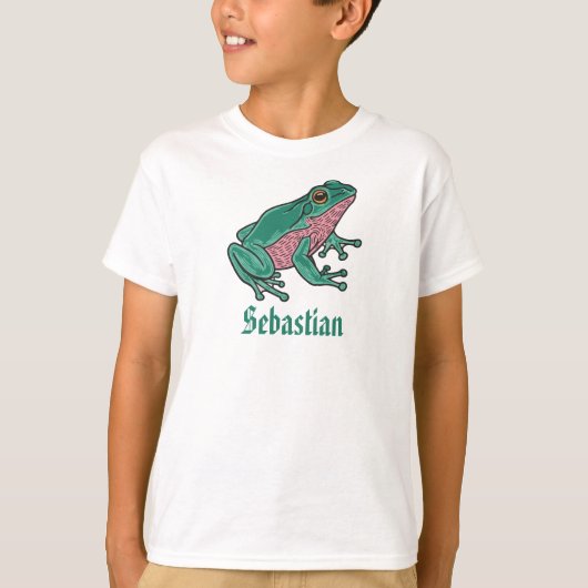 カエル キッズTシャツ カスタマイズ可能 動物Tシャツ 男の子用 Tシャツ (正面)
