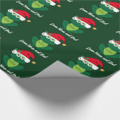 カエル・クリスマスかわいいグリーン・モノグラム ラッピングペーパー (角)
