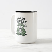 カエル コーヒー デザイン 笑 ツートーンマグカップ (正面左)