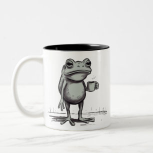 カエル コーヒー ミーム 神秘的なヒキガエル カエル好き ツートーンマグカップ