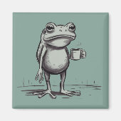 カエル コーヒー ミーム 神秘的なヒキガエル カエル好き マグネット (正面)