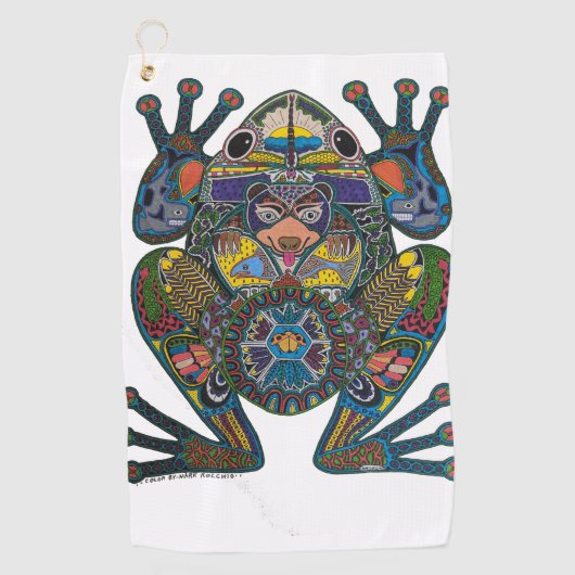 カエル·ゴルフ·タオル ゴルフタオル (正面)