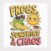 カエル、サンシャイン&カオス – おもしろい夏 ラベル (デザイン2)