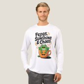 カエル、サンシャイン&カオス – コーヒーカップのかわいいカエル トライブレンドＴシャツ (正面全体)