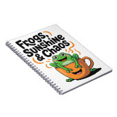 カエル、サンシャイン&カオス – コーヒーカップのかわいいカエル ノートブック (右側)