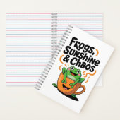 カエル、サンシャイン&カオス – コーヒーカップのかわいいカエル ノートブック (内側)