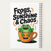 カエル、サンシャイン&カオス – コーヒーカップのかわいいカエル ノートブック (裏面)