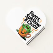 カエル、サンシャイン&カオス – コーヒーカップのかわいいカエル ノートブック (裏面)