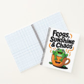カエル、サンシャイン&カオス – コーヒーカップのかわいいカエル ノートブック (内部)