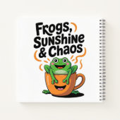 カエル、サンシャイン&カオス – コーヒーカップのかわいいカエル ノートブック (裏面)