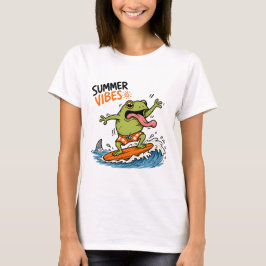 カエル サーフィン 夏 Tシャツ