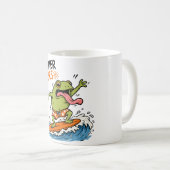カエル サーフィン 夏 Tシャツ コーヒーマグカップ (正面右)
