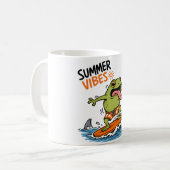 カエル サーフィン 夏 Tシャツ コーヒーマグカップ (正面左)