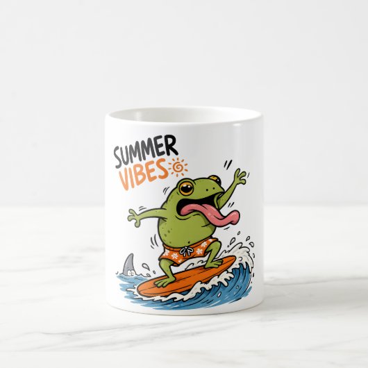 カエル サーフィン 夏 Tシャツ コーヒーマグカップ (中央)