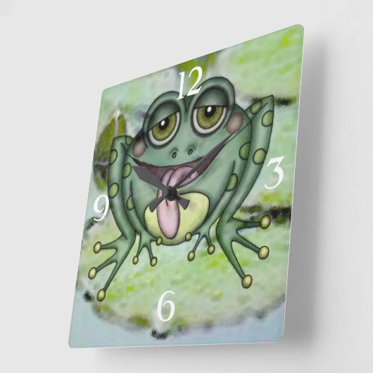 カエル スクエア壁時計 (傾斜)
