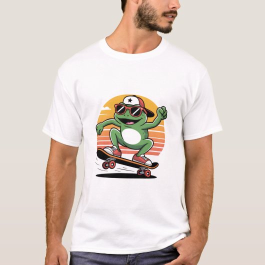 カエル スケートボード Tシャツ (正面)