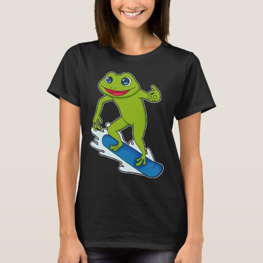 カエル スノーボーダー スノーボード Tシャツ (正面)
